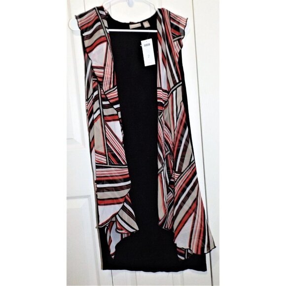 Chico's L Vest Structural Lines Arwen Vest Pattern Radiant Red New With Tags - Picture 1 of 6